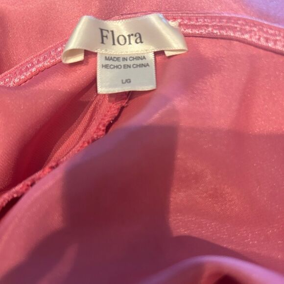 Flora Pink Satin Lingerie Sexy Nightgown Size Large - Picture 5 of 6